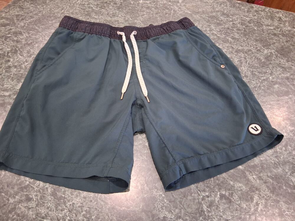 Vuori Shorts 8” Lined Performance Men’s Sz L 30" Teal Drawstring Pockets Elastic